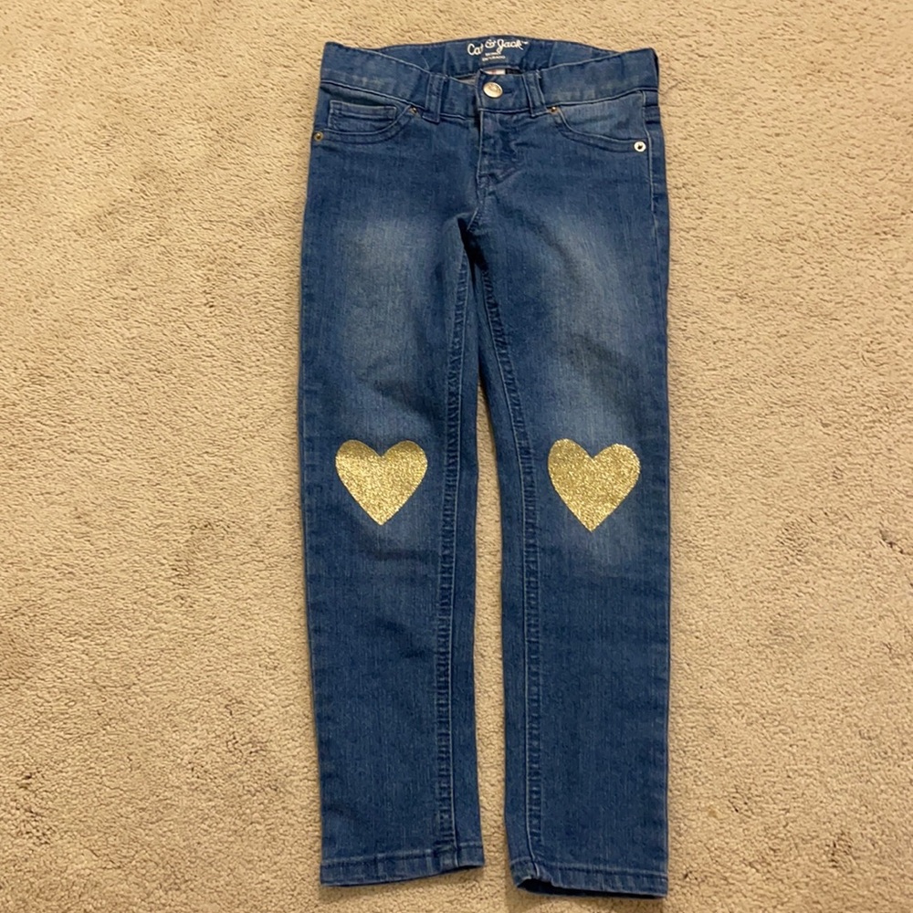 5t girl skinny jeans with heart